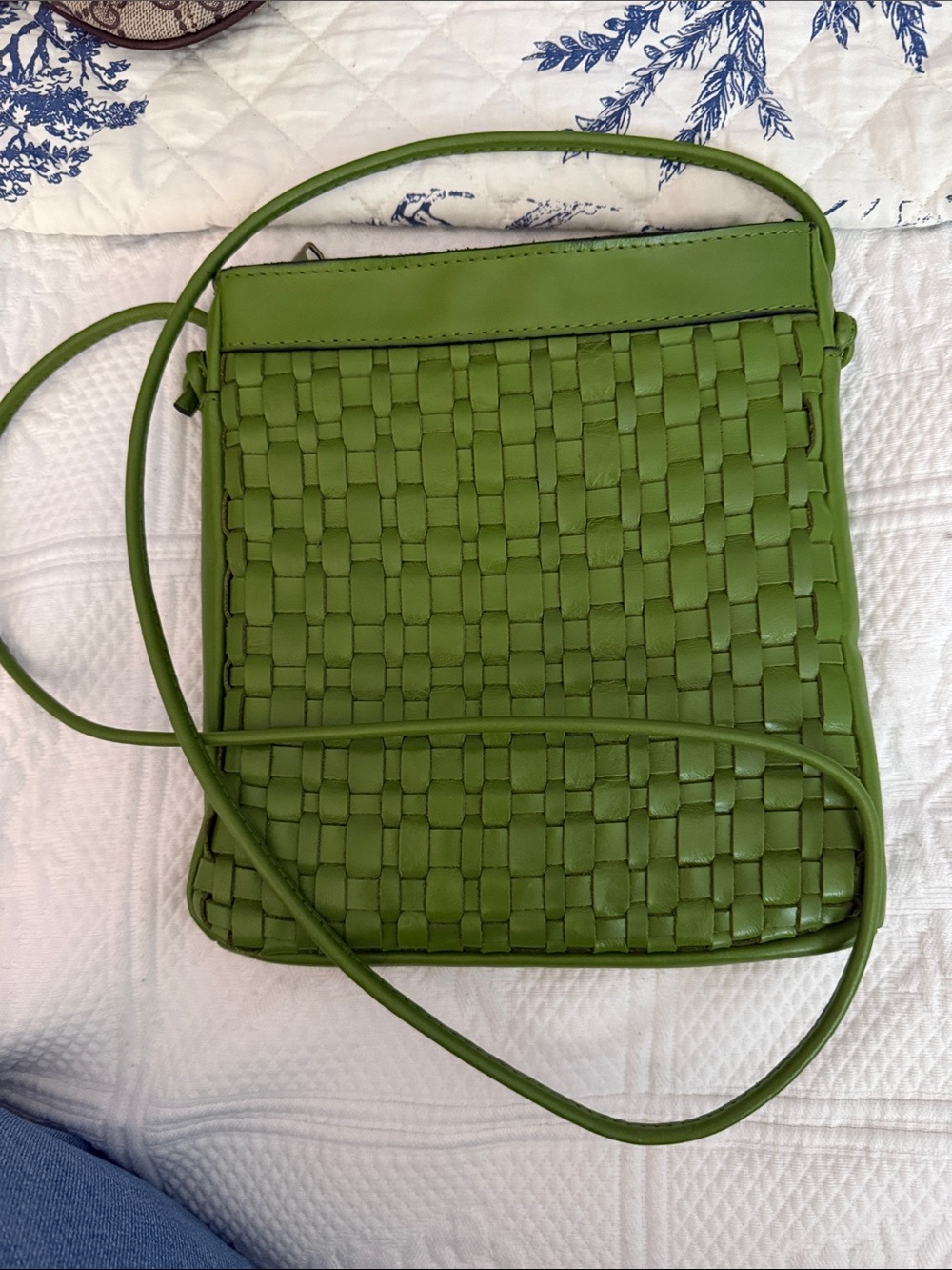 Patricia Nash Olive Green Woven Crossbody Bag